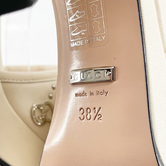 Gucci Mystic White Janaya Interlocking GG Studs Ankle Strap Sandals EU 38.5 - Picture 13 of 16